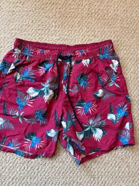 EAC Mens Swim Shorts Trunks sz M Tropical Lined inseam 6" Rise 10" Waist 30-31"
